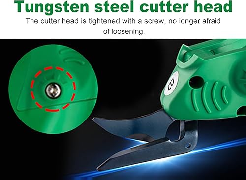 Vista 16 de MXBAOHENG WBT-2 Tijeras eléctricas inalámbricas para cortar tela/alfombra/esponja/cartón Tijera de fibra de vidrio con 2 cuchillas 5000mAh batería