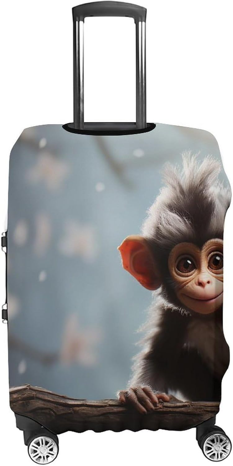 Cute Monkey Luggage Cover for Travel, Washable Suitcase Protector for Home, Anti Scratch Luggage Covers M with Zippers on Both Sides, Suitcase Stretchable Outdoor Accessories image 4
