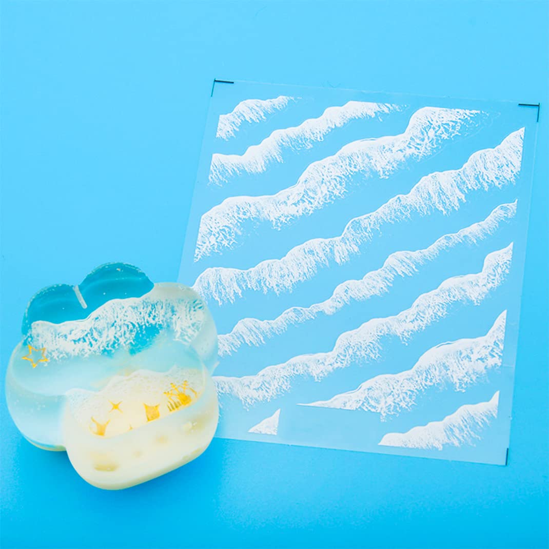 DIYBravo 3 Sheets Resin Stickers Ocean Waves Filler Decorative Films Art Supplies Kit Transparent White for Resin Molds Jewelry Making Crafts Scrapbook Decoration Accessories - Image 4