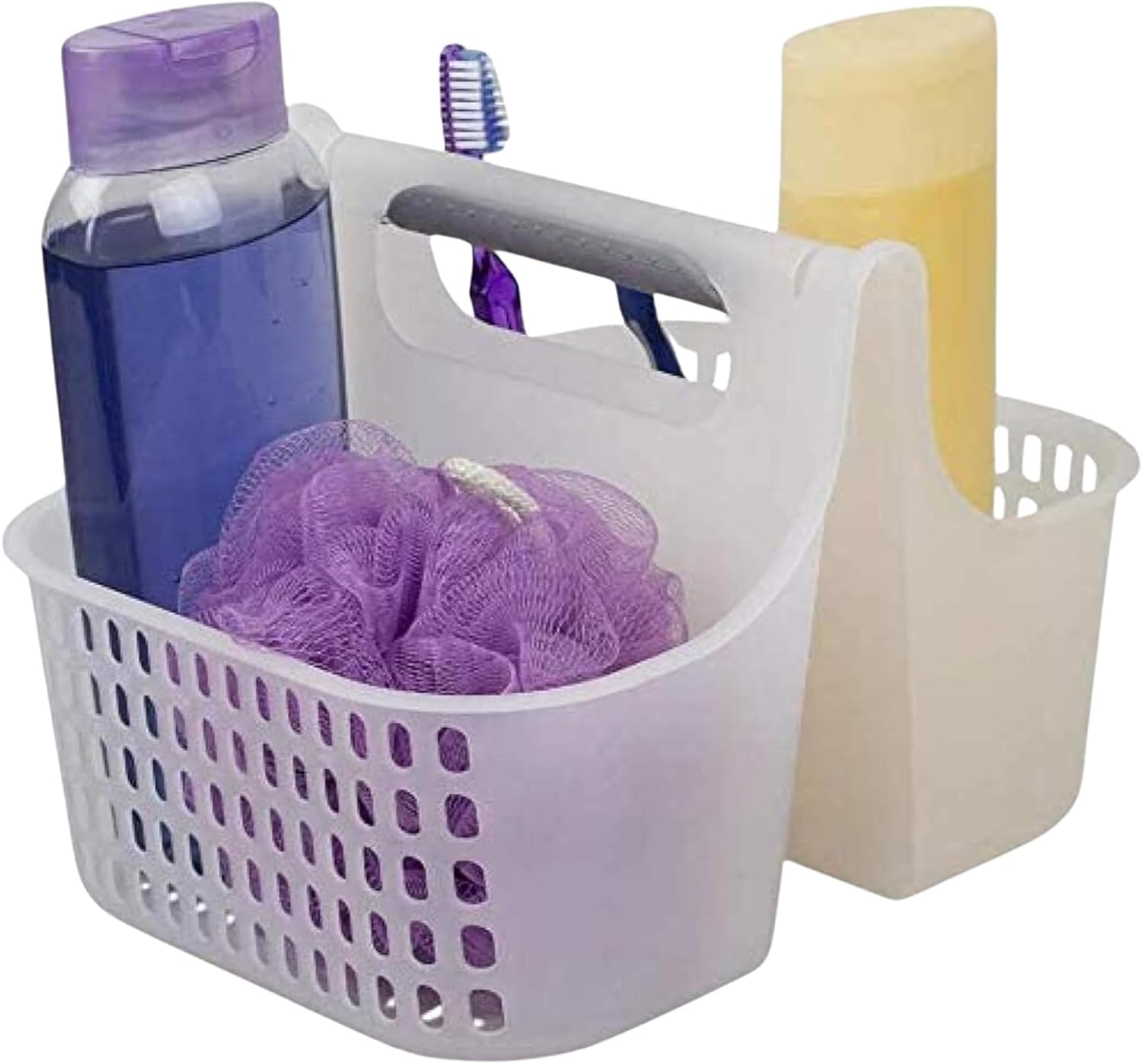 2-Compartment Soft Grip Plastic Shower Caddy Organizer With Handle Shower Caddy Dorm Bathroom Caddy For Shower Basket Small