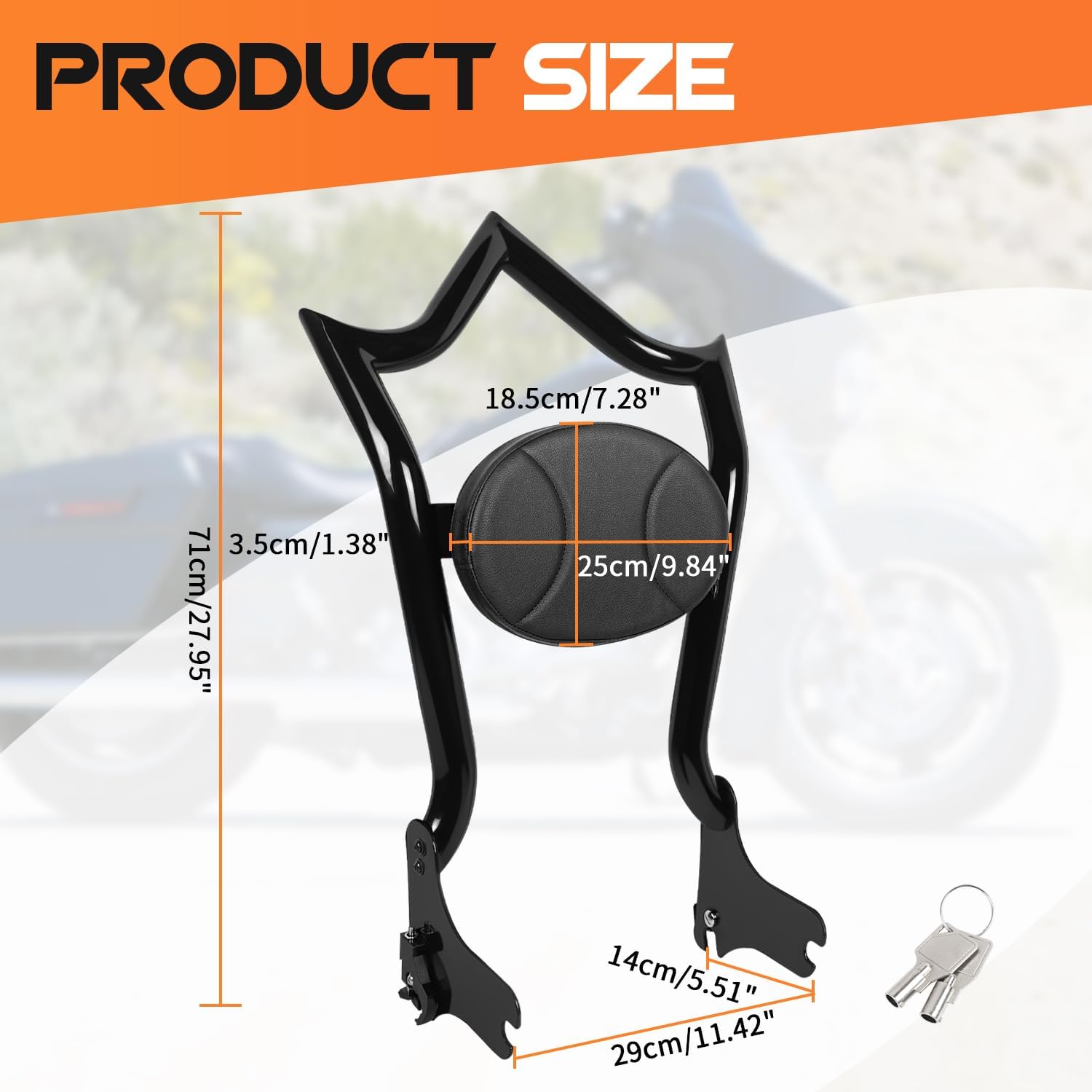 AUFER Motorcyle Rear Passenger Backrest Sissy Bar With Locked Rotary Latches Clips Compatible With For Harley Touring Road King Electra Glide Street Glide Road Glide 1997-2008 Sissy Bar Backrest