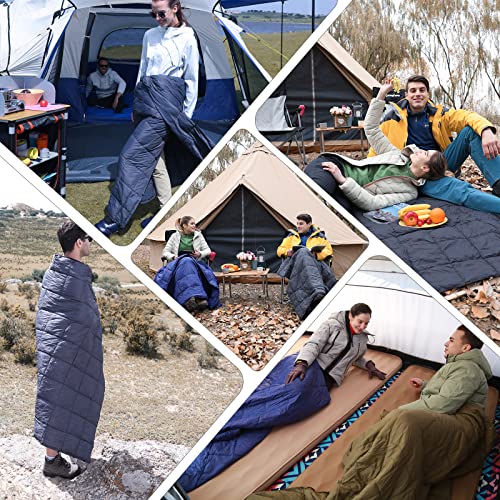 Kingcamp Grey Packable Lightweight Travel Down Alternative Warm Camping Blanket, Compact Outdoor Waterproof Insulated Blanket For Airplane, Hiking, Backpacking, Stadium, Park #TOP4