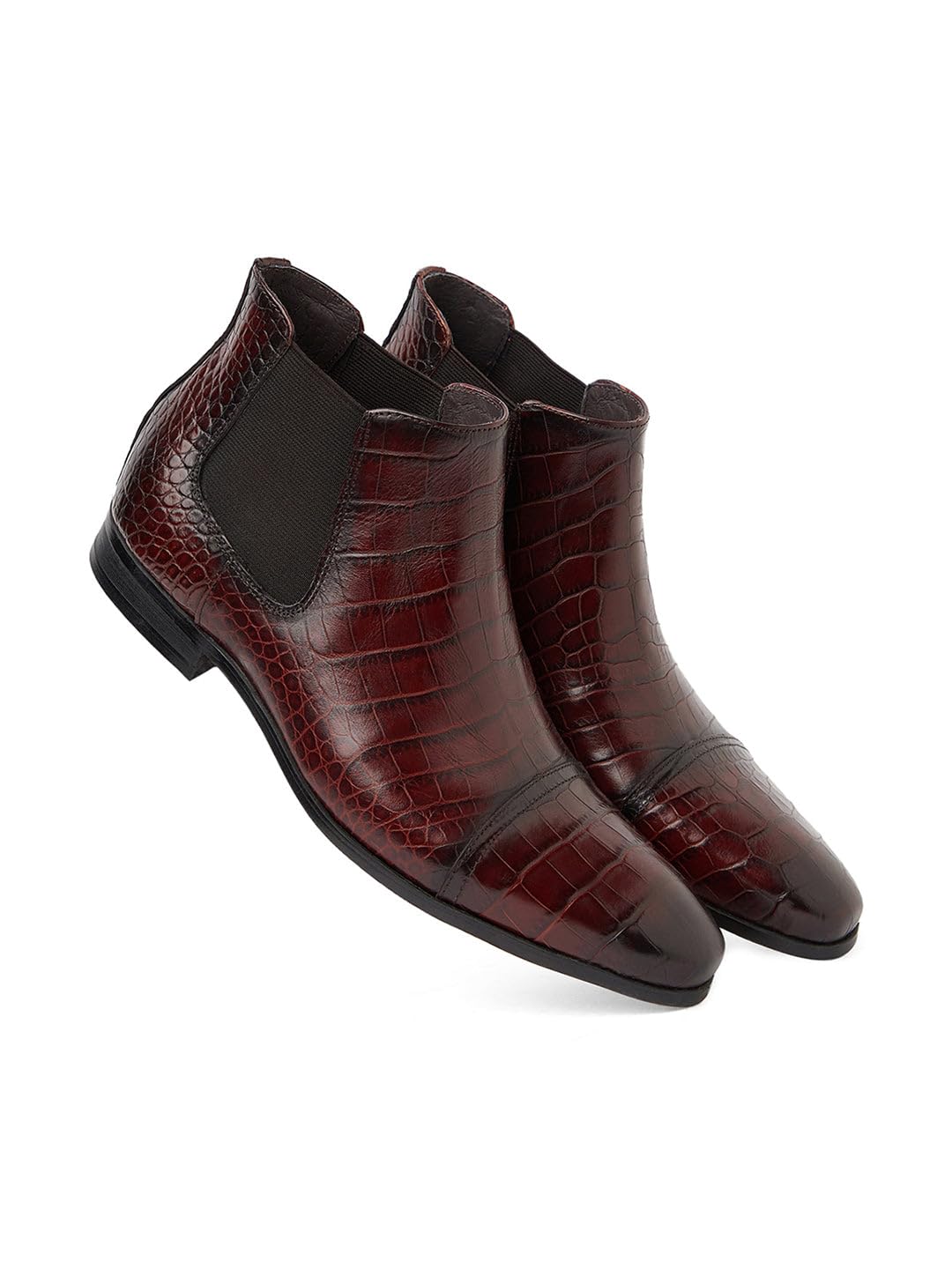 Men Chukka Croc Boot Premium Leather Ankle Boots | Sophisticated Brown Crocodile Embossed Footwear for Formal and Casual Wear-image-38