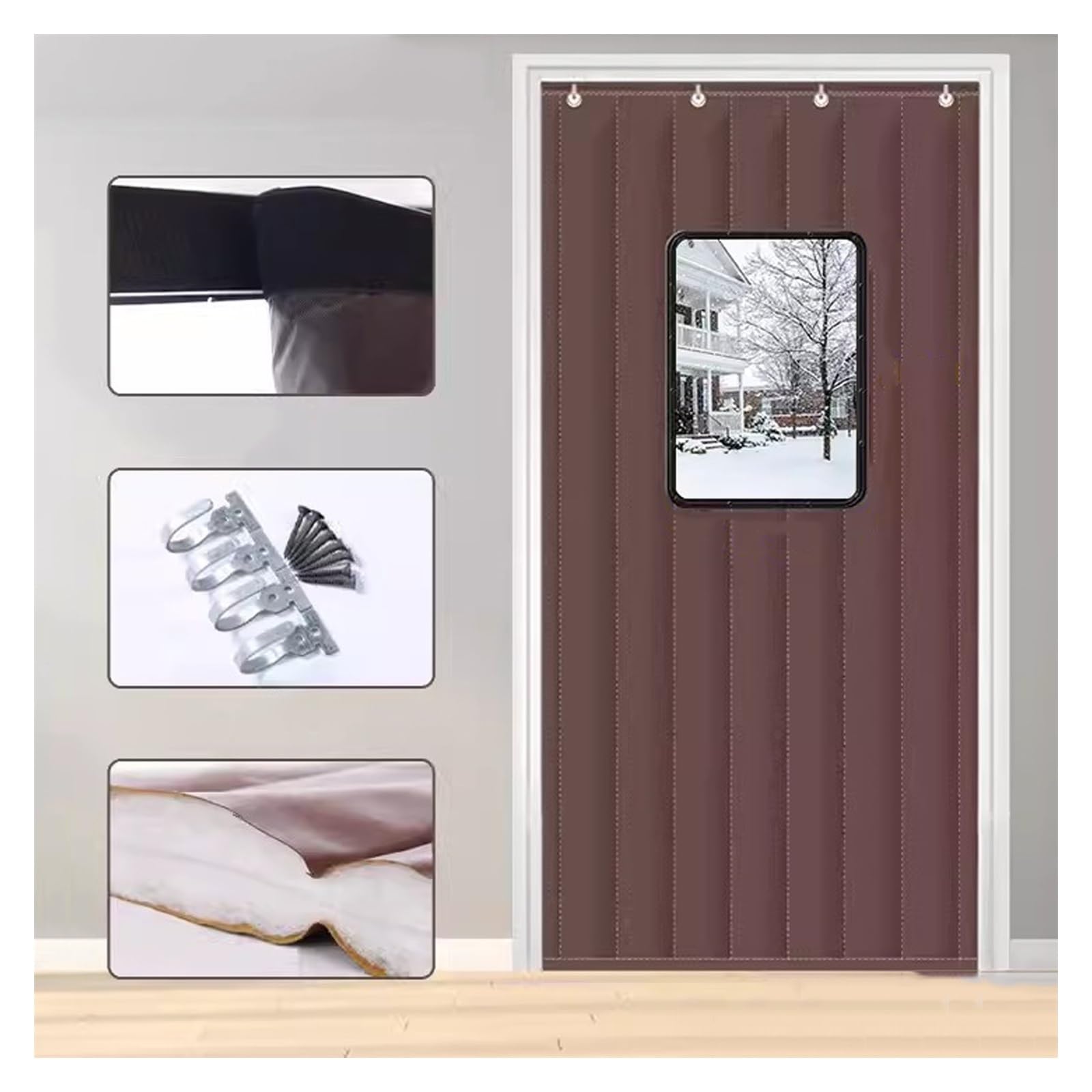 Rideau de porte isolant en tissu Oxford imperméable parfait pour l'entrée et le salon en hiver