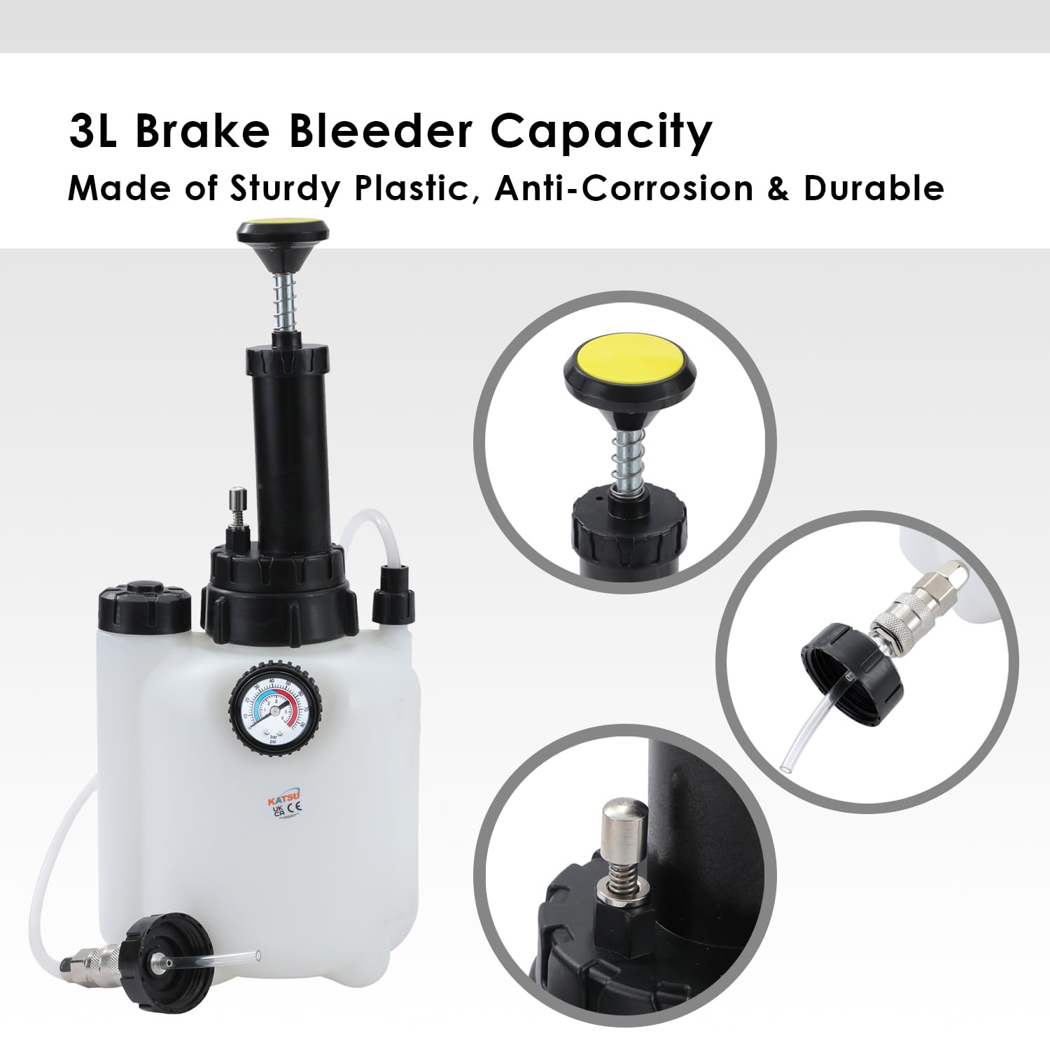KATSU Spurgo Freni da 3L Kit di Spurgo per Liquido del Freno, Compatibile con Veicoli Europei e Sistemi ABS 450829
