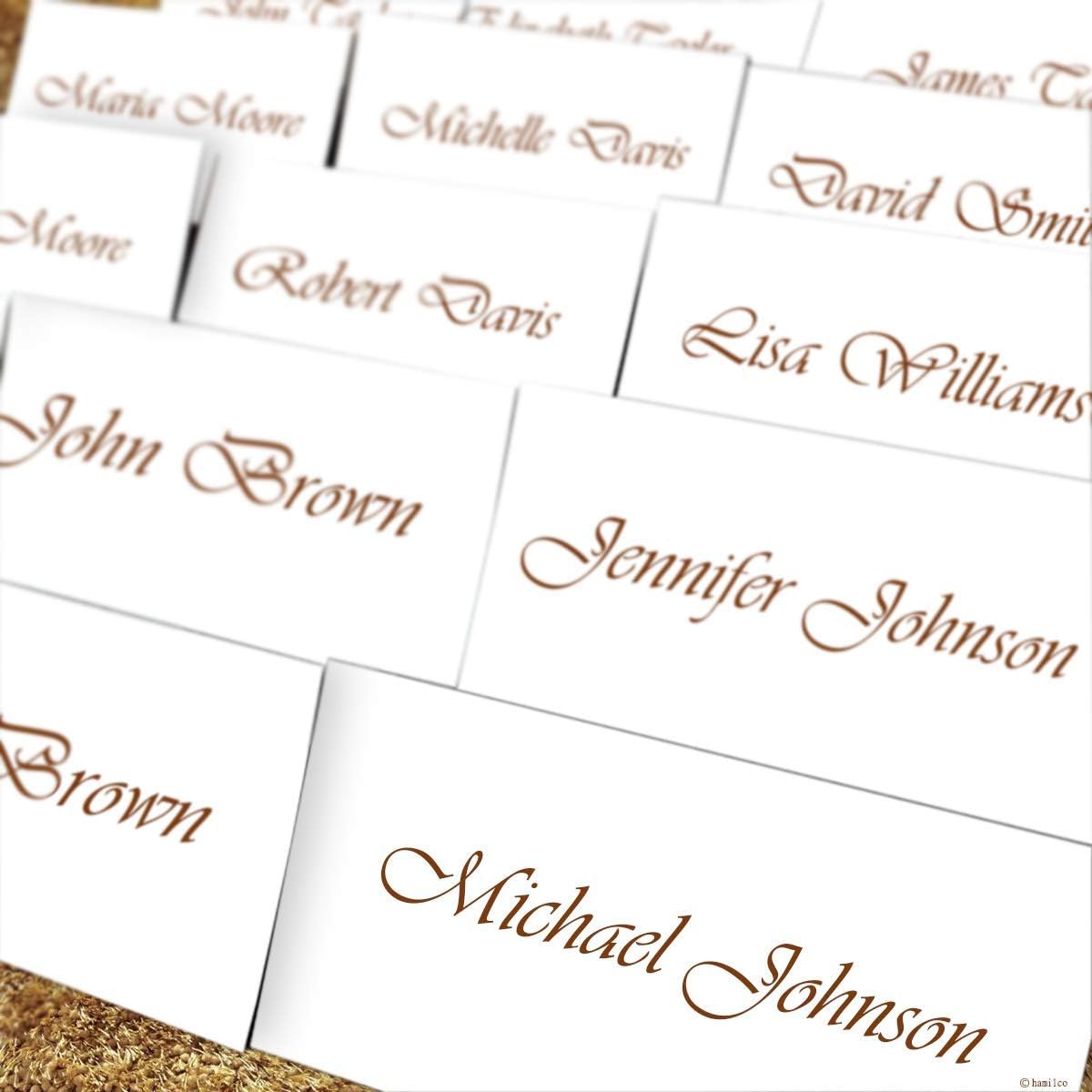 Hamilco Blank Tent Name Place Table Cards 3 1/2" x 2" Folded Card Stock - White Cardstock Paper 80lb Cover - 100 Pack