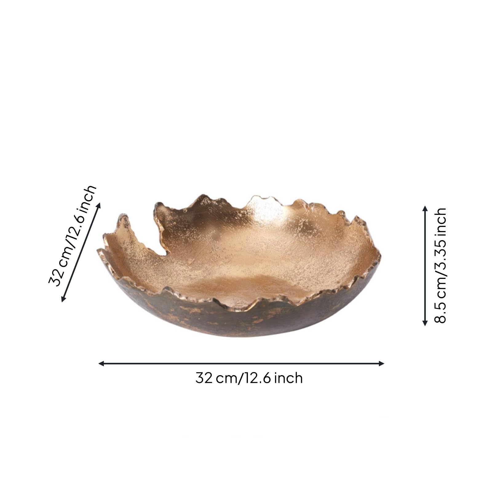 Jarrón Decorativo Cuenco Escultural Irregular Aluminio Oxidado Pieza de Mesa Contenedor de Llaves y Estética Moderna, 40 40 H10cm, C款 Plato De Fruta Dorado Grande