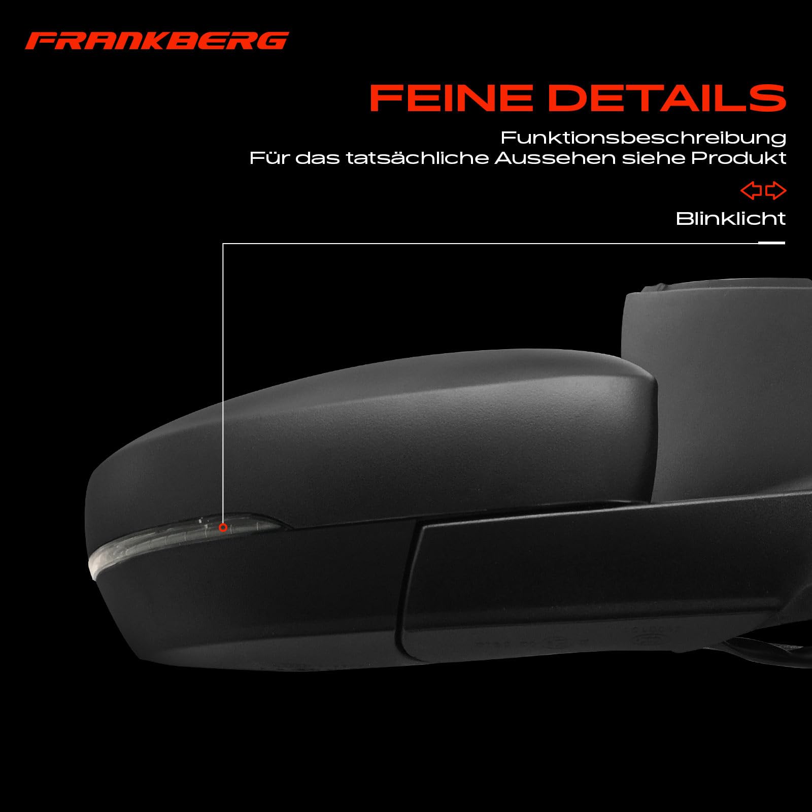 Frankberg Specchietto retrovisore esterno manuale destro a 2 Poli | Compatibile con: Polo 6C1 6R1