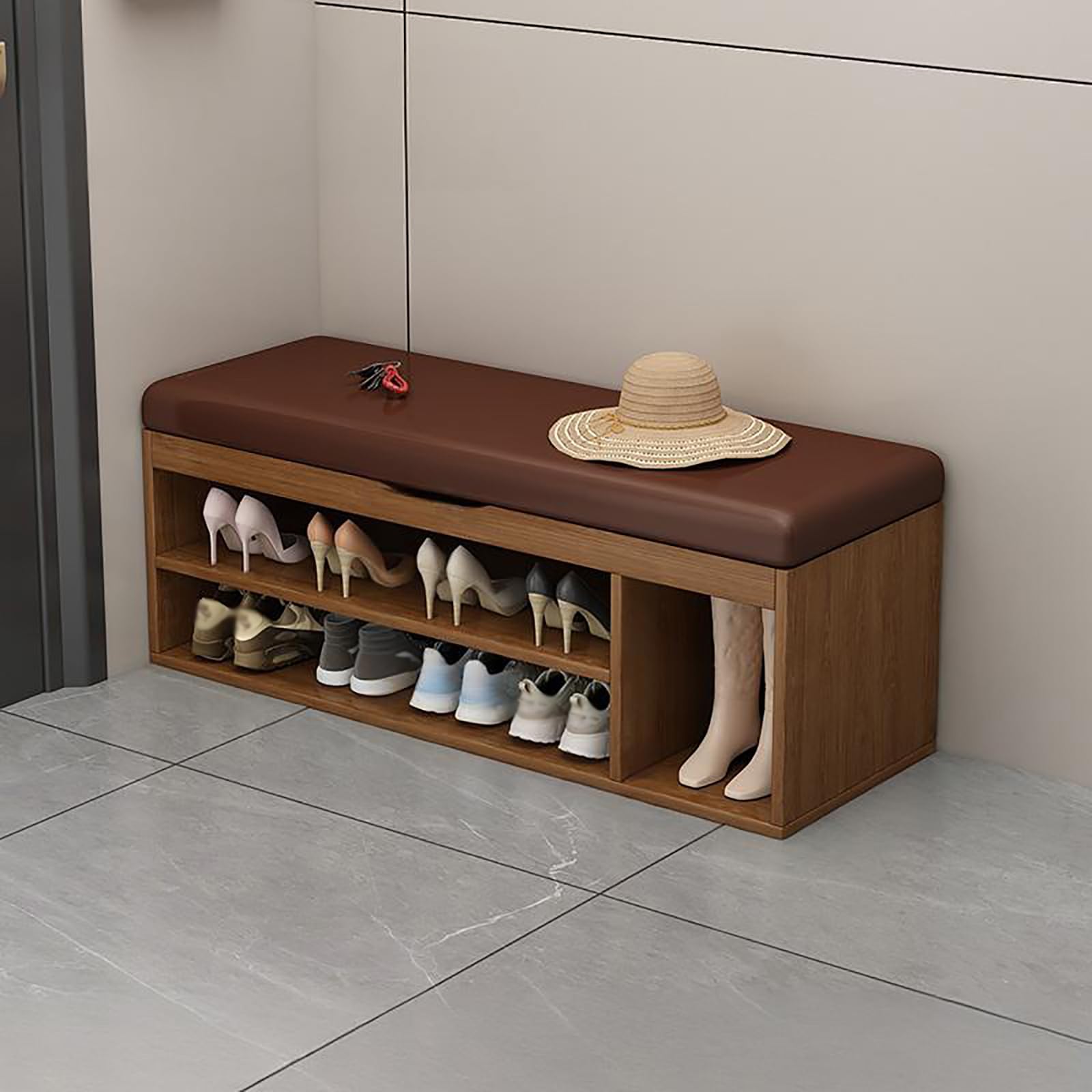 MSHGSKU Multifunctional Open Shoe Bench 2 Layer Storage Shelf for Bedroom Living Room Hallway Entryway Stylish Coffee Ottoman for Shoes and Footrest (120cm)