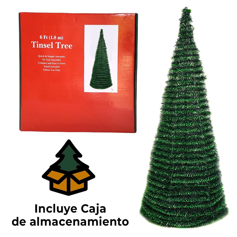 Árbol de Navidad Plegable Negro Nieve Verde Pino Blanco Nieve tamaño 150CM - 180CM Árbol de Navidad Plegable Flocado predecoradas para el Hogar, Dormitorio, Comedor (Verde, 180CM)