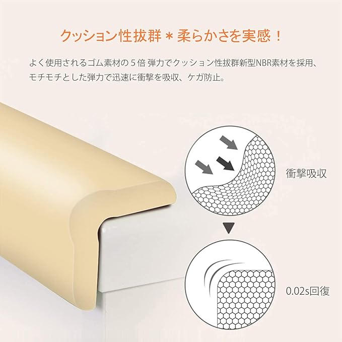 Amazon Findbetter コーナーガード コーナークッション 全長5m 8個 強力両面テープ付き Sgs国際検査済 赤ちゃん ベビーガード エコnbr素材 ベビー 高齢者 頭保護 衝撃吸収 ケガ防止 机椅子家具 階段 ベビーベッド ガード 家内 保育園幼稚園教室 安全対策 日本語取付説明