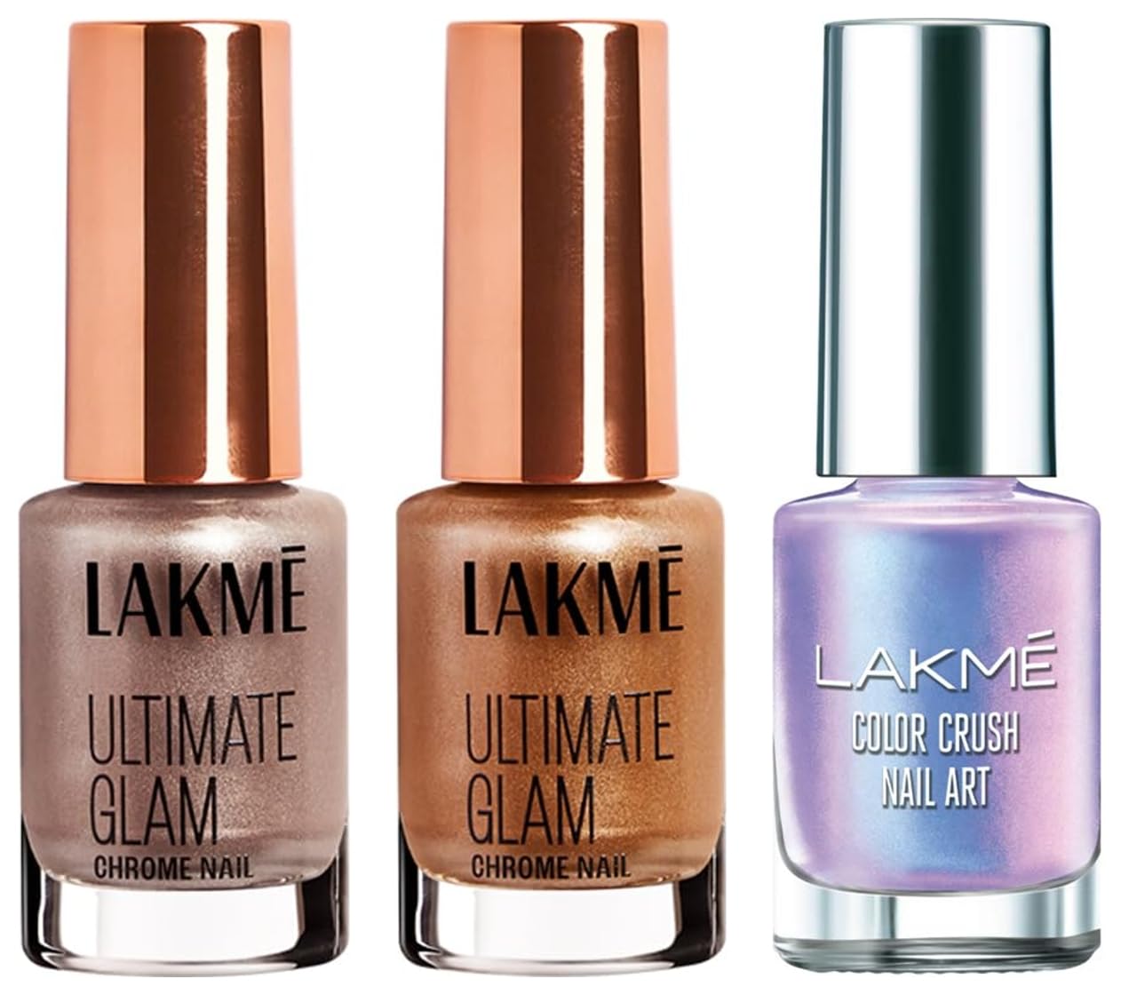 Lakme Ultimate Glam Chrome Nail Champagne 6ml,LAKMÉ Color Crush Nailart, U4 6Ml Glossy Finish,LAKMÉ Chrome Metallic Finish Nail Paint, Bronze 6Ml-image-38