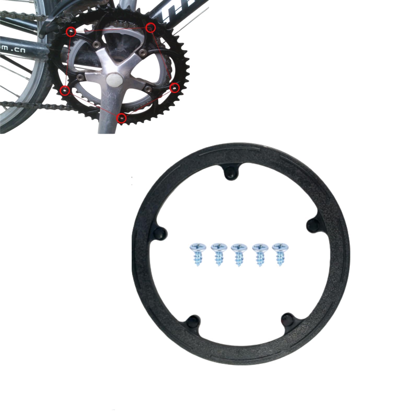 Selxran 44 Teeth 8.5cm 5 Holes Bicycle Chain Wheel Cover with Screws Plastic Sprocket Guard Protector Accessories for Road Mountain Bikes