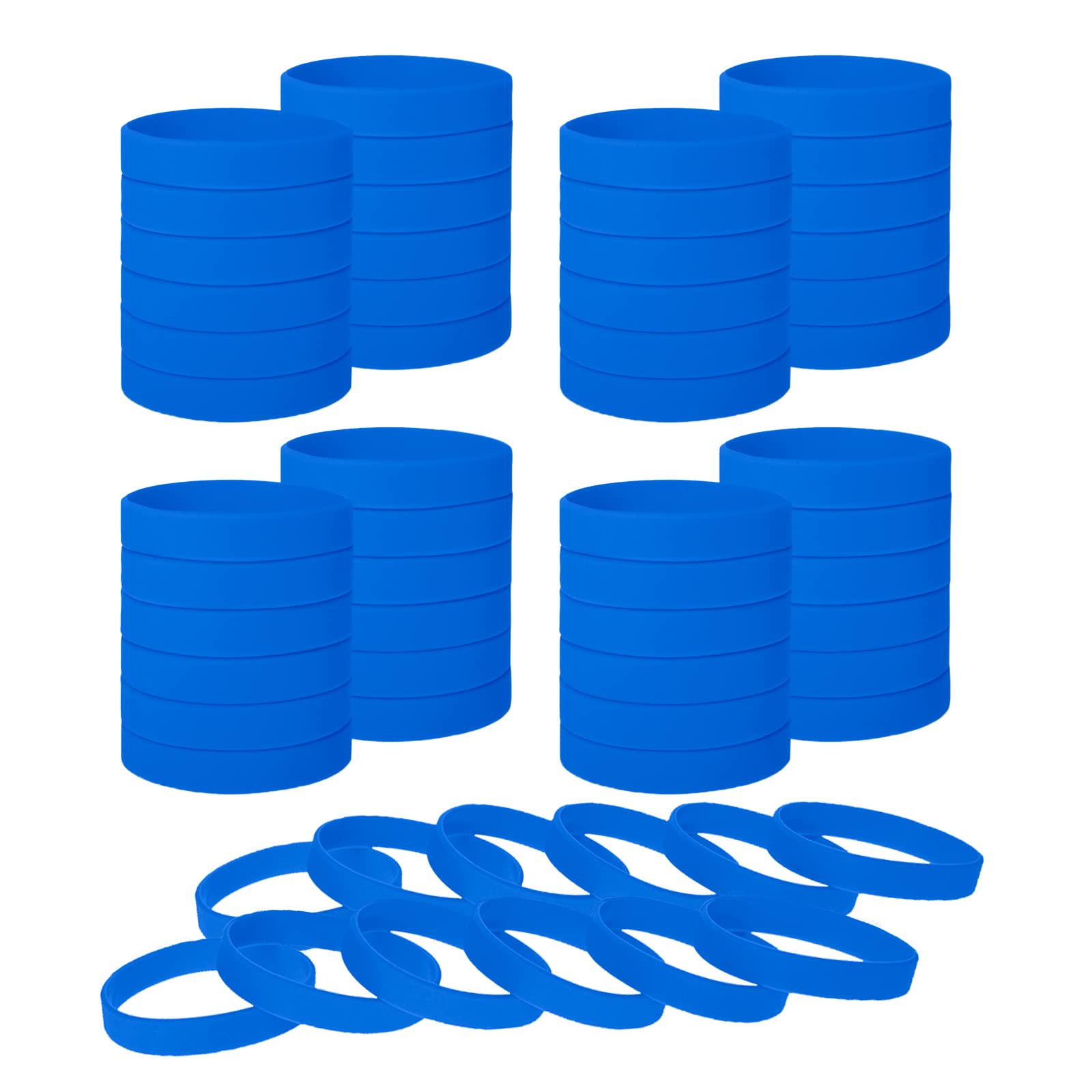 Muka 60 PCS Silicone Bracelets Colored Rubber Wristband for Events-Royal Blue-Adult: 8 x 1/2 inch
