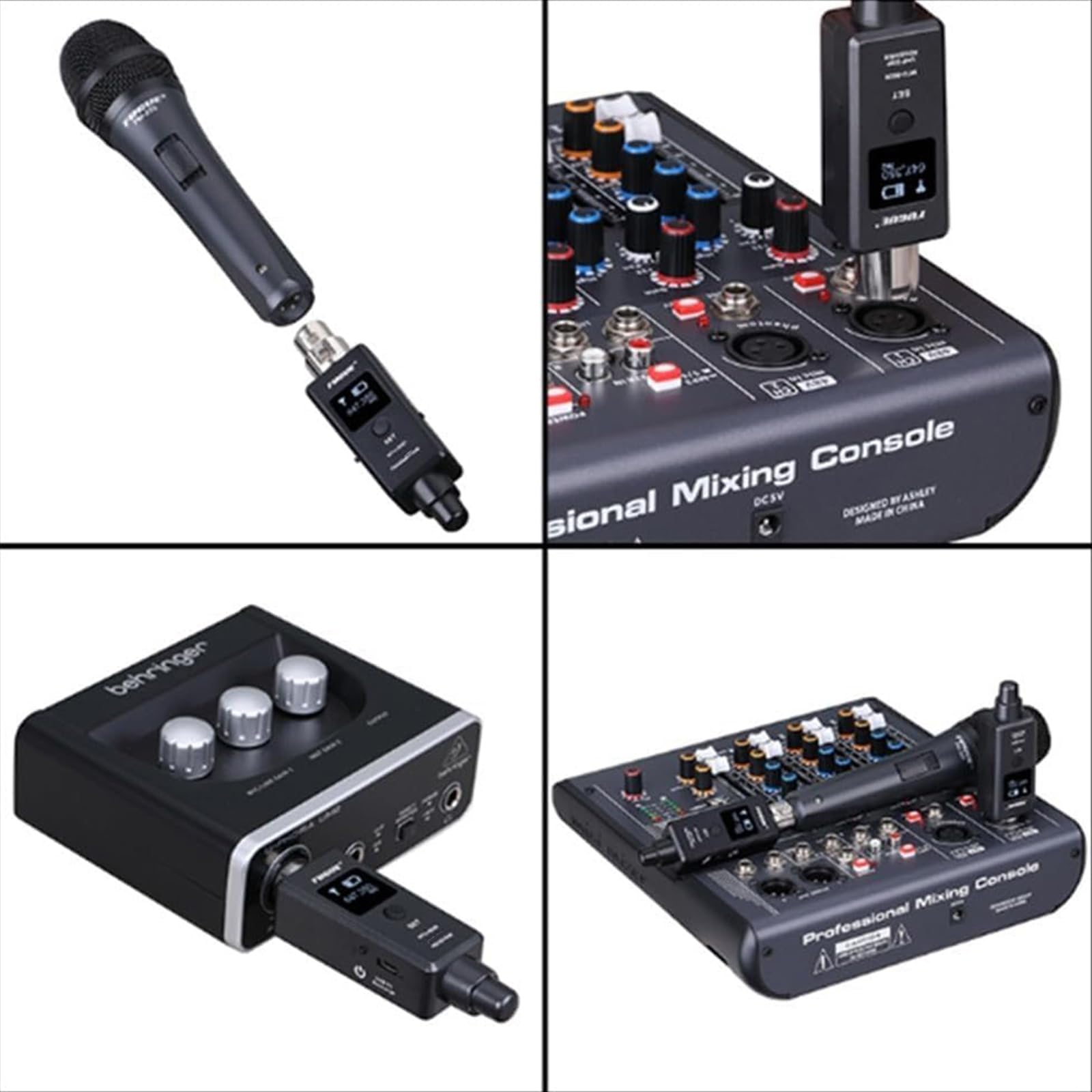 Ricevitore trasmettitore XLR Wireless, Sistema Adattatore XLR Wireless UHF Multifunzionale, Compatibile con Ricarica USB, trasmettitore Wireless Microfono per condensatore dinamico