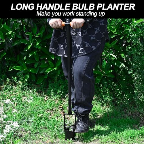 YEELOR Bulb Planter Tool, Carbon Steel Seed Planting Tools Long Handled Soil Sampler Lawn Aerator, Garden Bulb Transplanter for Digging Holes Transplanting Plant Tulips Iris Daffodils