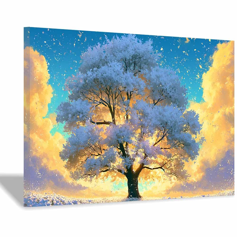 XENIOU Landscape Wall Art bonsaiss Sunset Art canvas painting wall art, Living Room Bedroom Hallway Stairs Decoration.(Multicolor)-70x100cm Framed