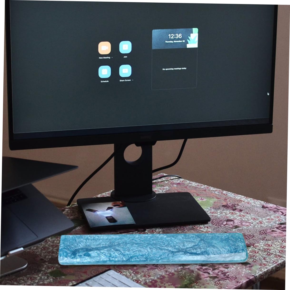 Reposamuñecas para Teclado 61 de Resina Epoxi Azul, Apoyo Ergonómico