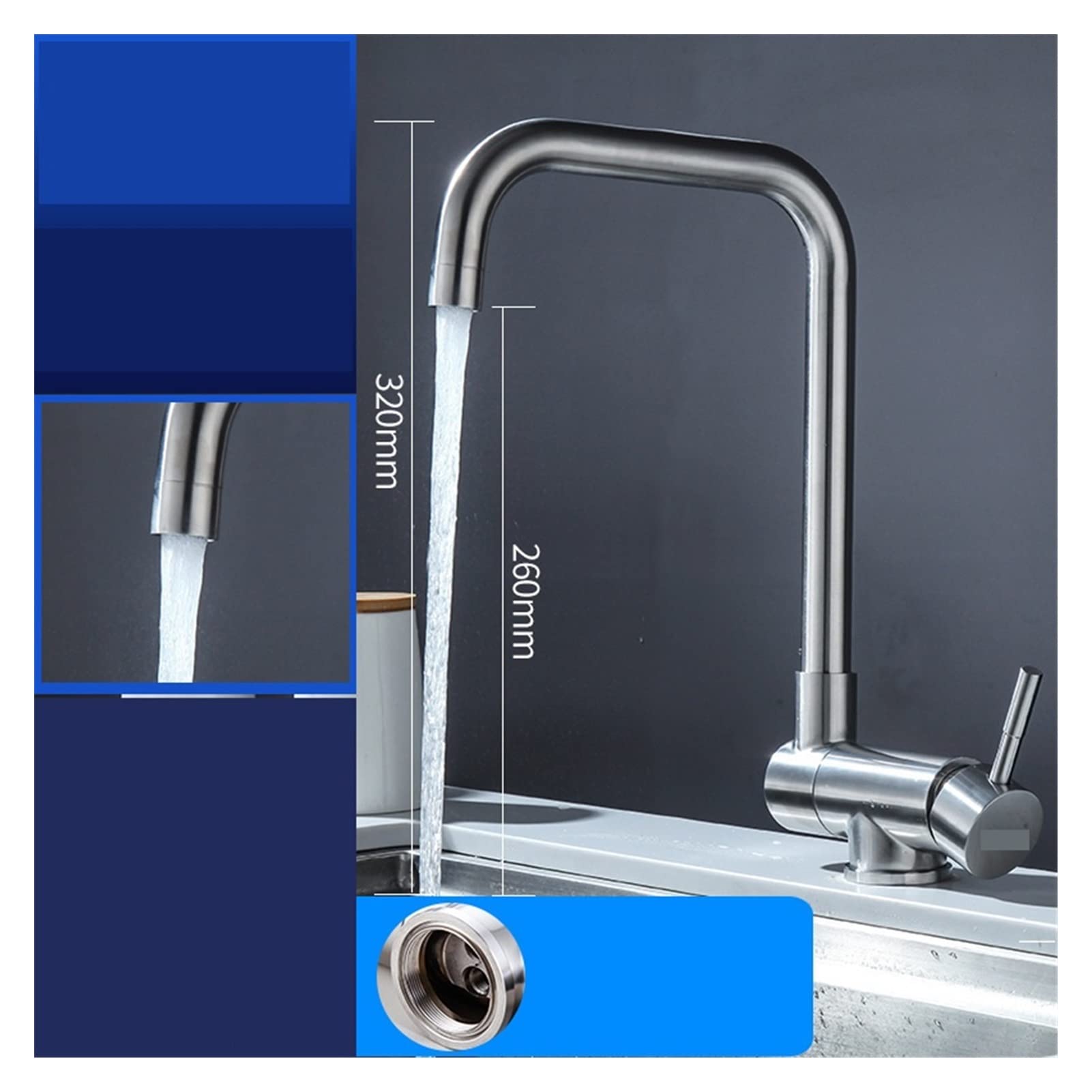 Grifo de baño, Grifo de cocina plegable Tipo agua caliente y frío Lavabo 304 Fregadero acero inoxidable puede ser un grifo universal(B)