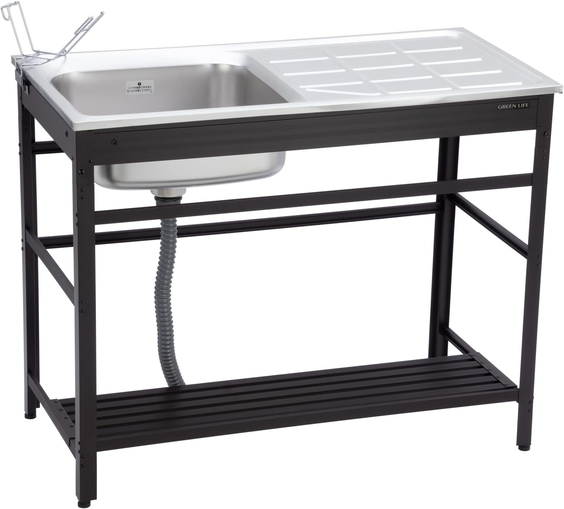 Amazon.co.jp: iimono117 流し台 屋外 ブラウン フルセット ガーデンシンク キッチンシンク アルミ シンク ステンレス ...