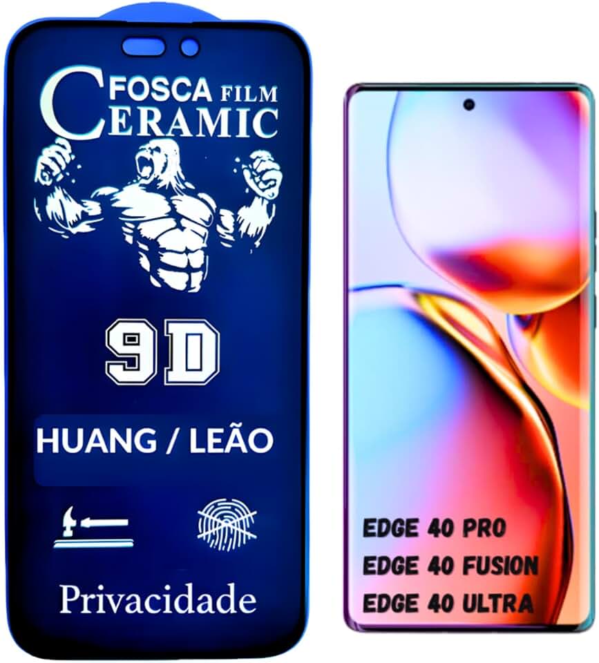 Película Cerâmica Fosca Privacidade MOTO EDGE 40 PRO/EDGE 40 FUSION/EDGE 40 ULTRA,Proteção Total, Anti-Riscos, Anti Espião e Não Deixa Marca De Dedo Na Tela.