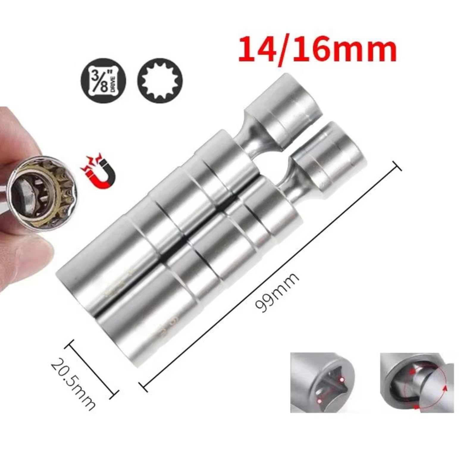 14mm 16mm Für Zündkerze Steckschlüssel Adapter Set Joint Mit Magnetische Flexible Dünne Für Wand Auto Reparatur Werkzeug Auto Zündkerzenschlüssel