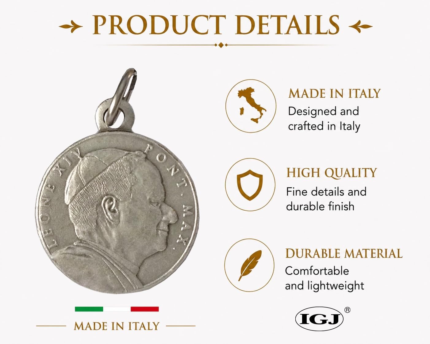 I G J MEDAL OF POPE LEO XIV° (POPE PREVOST) / SAINT PETER' S SQUARE IN ROME - 100% MADE IN ITALY