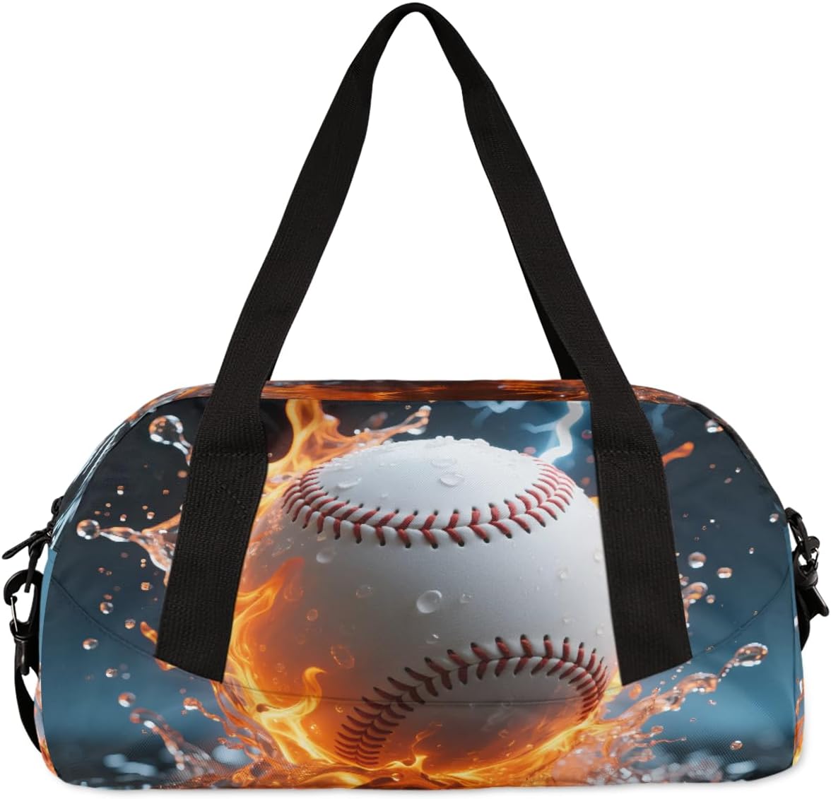 Fiery Baseball Duffel Bag for Kids Overnighter Small Duffle Bags for Boys & Girls, Sleepovers and Travel Duffel Bag for Kids, Carry-On Size & Ideal for School Practice or Sport Gym Bags