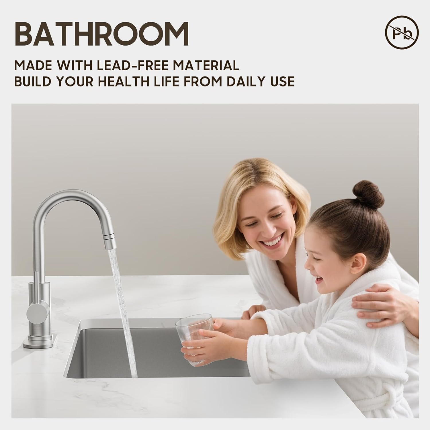 Phiestina High Arc Pull Out Sprayer Bathroom Faucet,Brushed Nickel Single Handle Pull Down Faucet with Pop-Up Drain,1 or 3 Hole 2 Model RV Bar Laundry Utility Sink Faucet with Deck Plate, WE08CL-ZY-BN