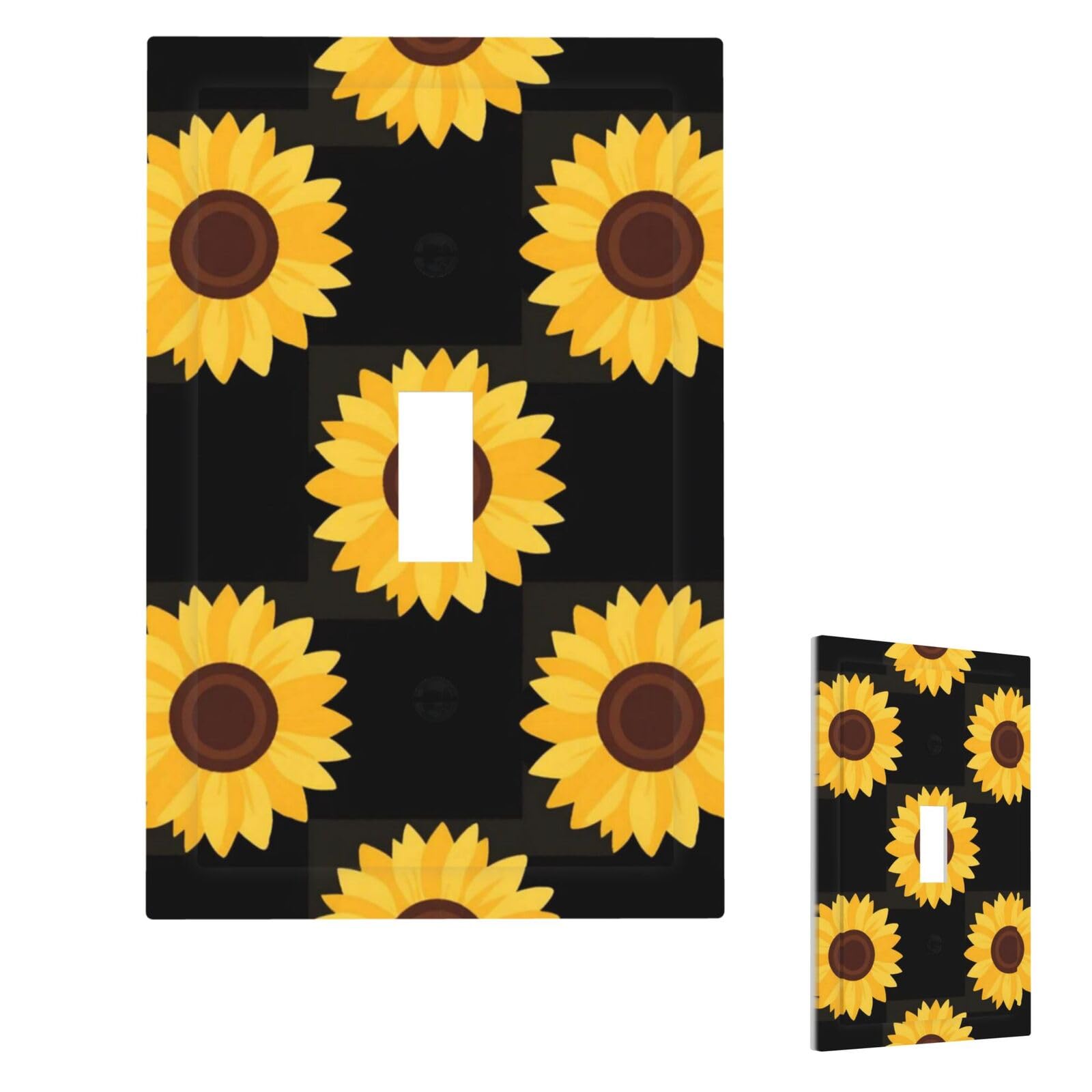 Fekiloot Single Toggle Sunflower Wall Plate Cover Modern Decorative 1 Gang Light Switch Cover Unbreakable Receptacle Outlet Covers For Living Room Bedroom Home Decor