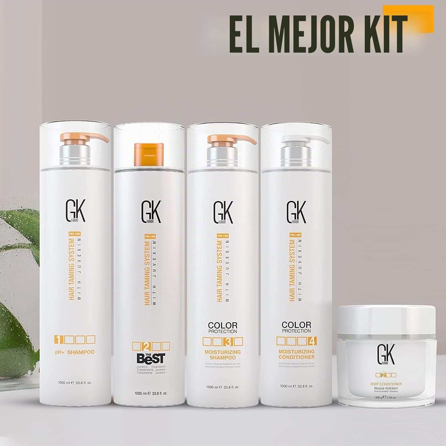 GK HAIR Global Keratin The Best Professional Hair (1000ml/33.8 Fl Oz) Kit de tratamiento de alisado de queratina y alisado brasileño para un cabello natural sedoso y sin encrespamiento