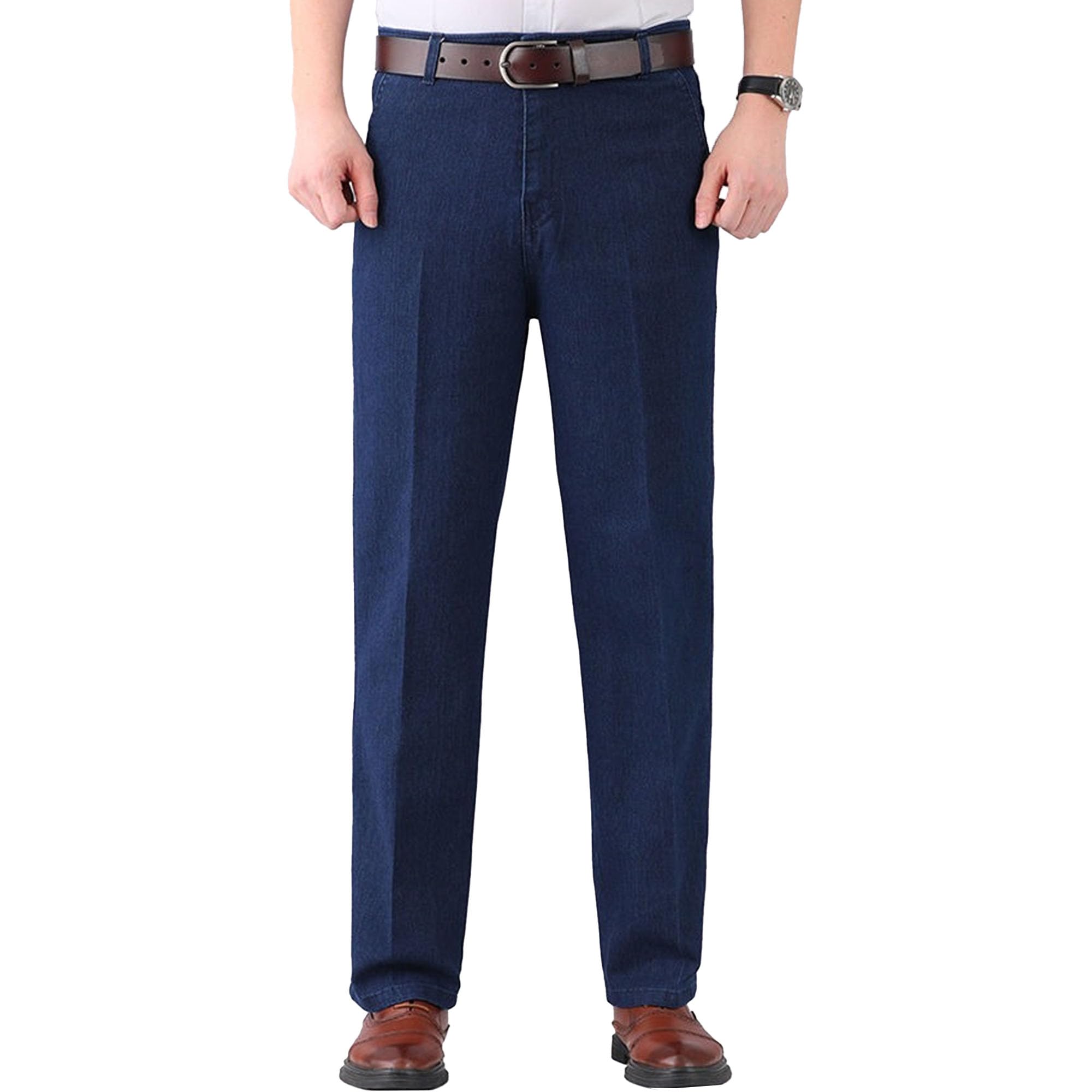 Jeans da uomo casual in cotone slim fit retrò dritto fit stretch denim pantaloni business gamba larga jeans per uomini anziani