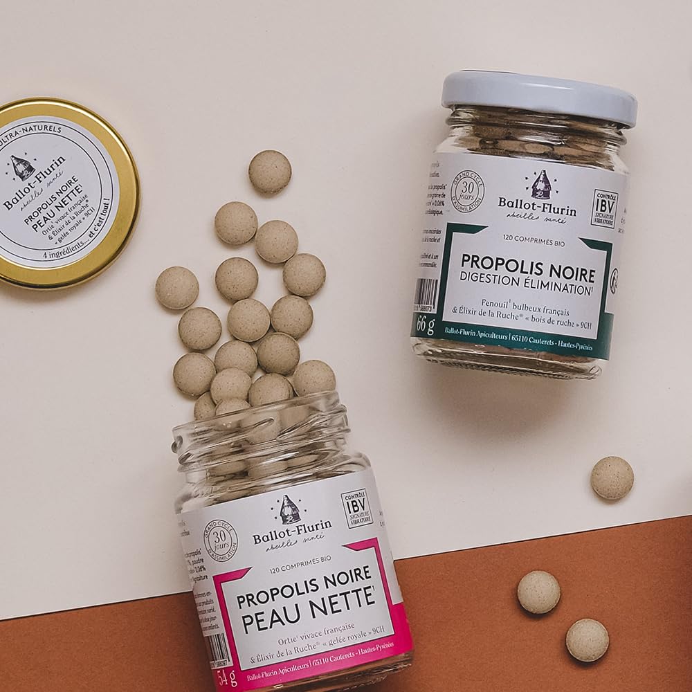 Ballot-Flurin - Comprimés Propolis Noire Immunité BIO - Fabriqué en France - Pot en verre - 120 comprimés