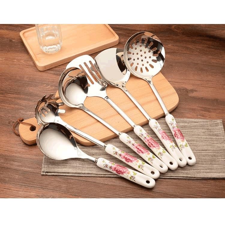 Ensemble d'outils de cuisine en acier inoxydable, manches céramique - 5