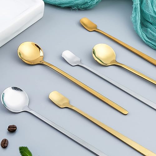 Miniatura 4 de Paquete de 4 cucharas de café de acero inoxidable, cucharas agitadoras de 6.7 pulgadas, cucharas de cóctel para café, té, postre, pastel, helado,