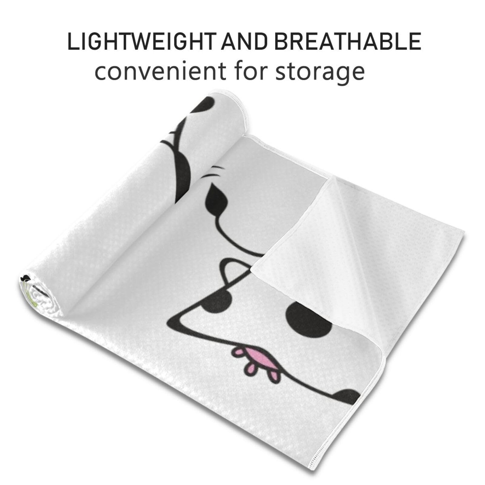 SEINDUS Jumping Happy Cow Hot Yoga Towel for Women & Men, Non Slip Super Absorbent and Quick Dry Yoga Mat Towel for Hot Yoga, Pilates and Fitness 73