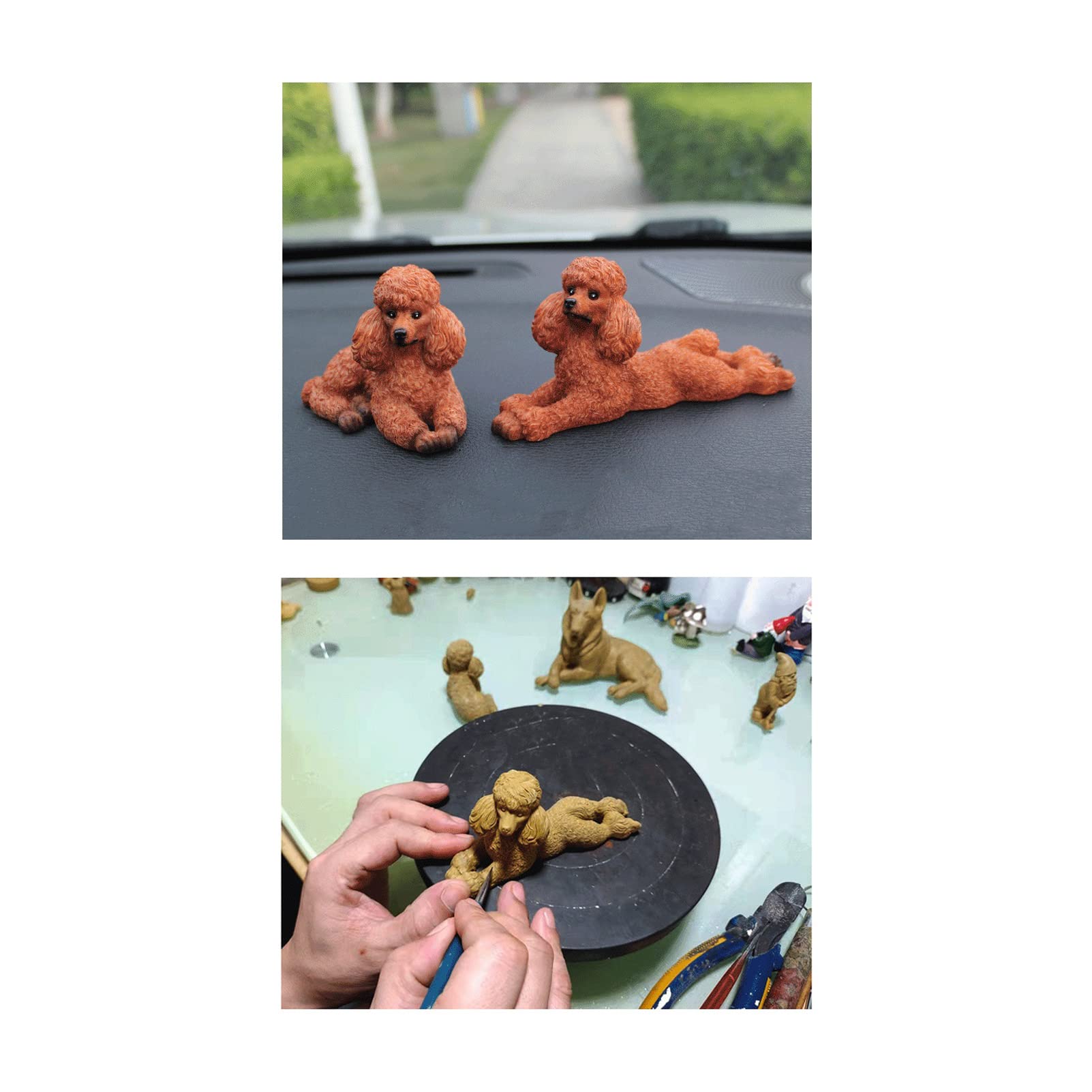 Sanmum Set of Miniature Poodle Garden Statue Dog Figurines Resin Sculpture Forest Animal Statue Outdoor Decor Yard Planter Flower Pot Ornaments(Braun) - Image 3
