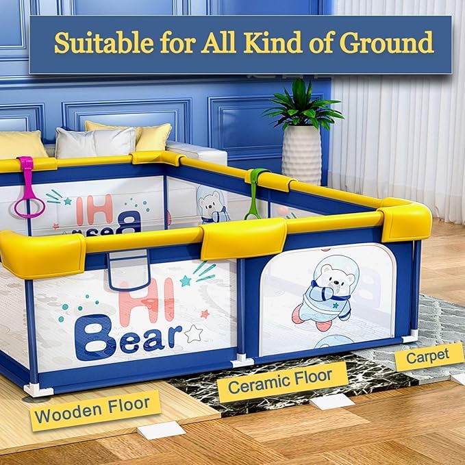 Nucarture 180 * 120cm Playard Playpen Baby Kids Play Yard with Mat and Balls Gate Playard Play Pen for Babies Play Area Indoor Setup, Kid Toddler Playpen Baby Upto 4 yrs (Blue) - Image 6 thumbnail