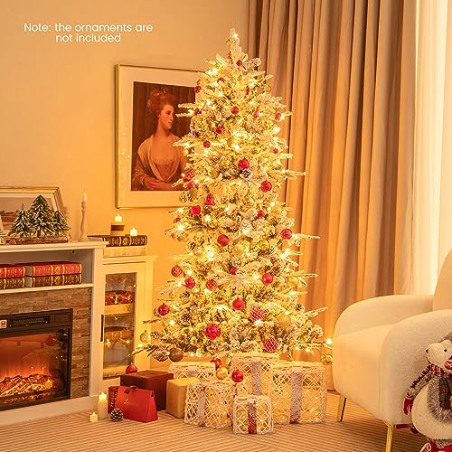 Goplus6ftprelitsnowflockedchristmastreeartificialhingedxmastreewith210warmwhiteincandescentlights715branchtipsnaturalpineconesmetalstandforholidayofficehomedecor Urban Country Home Decor Goplus 6ft pre lit snow flocked christmas tree artificial hinged xmas tree with 210 warm white incandescent lights 715 branch tips natural pinecones metal stand for holiday office home decor urban country home decor