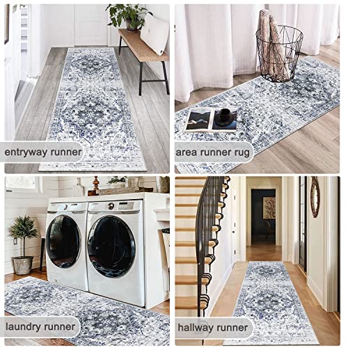 Homcomoda Persian Runner Rug 2X6 Vintage Runner Rug For Hallway Non Slip Washable Grey Kitchen Runner Rug Non Skid Distressed Carpet Runners For Hallway Entryway Bathroom Laundry #TOP6