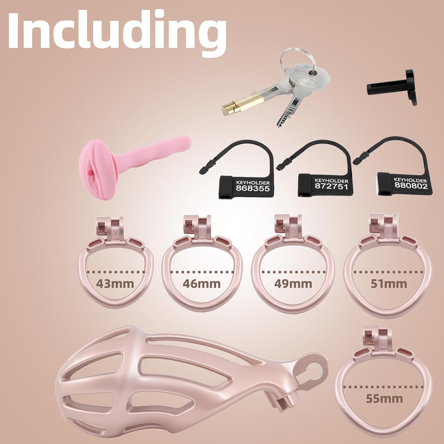 3D Printed Male Chastity Cage with Catheter Chastity Device with 5 Rings Cock Cage for Men Penis Exercise Bondage Gear & Accessories BDSM Sex Toy Slave Tool (Comfort)
