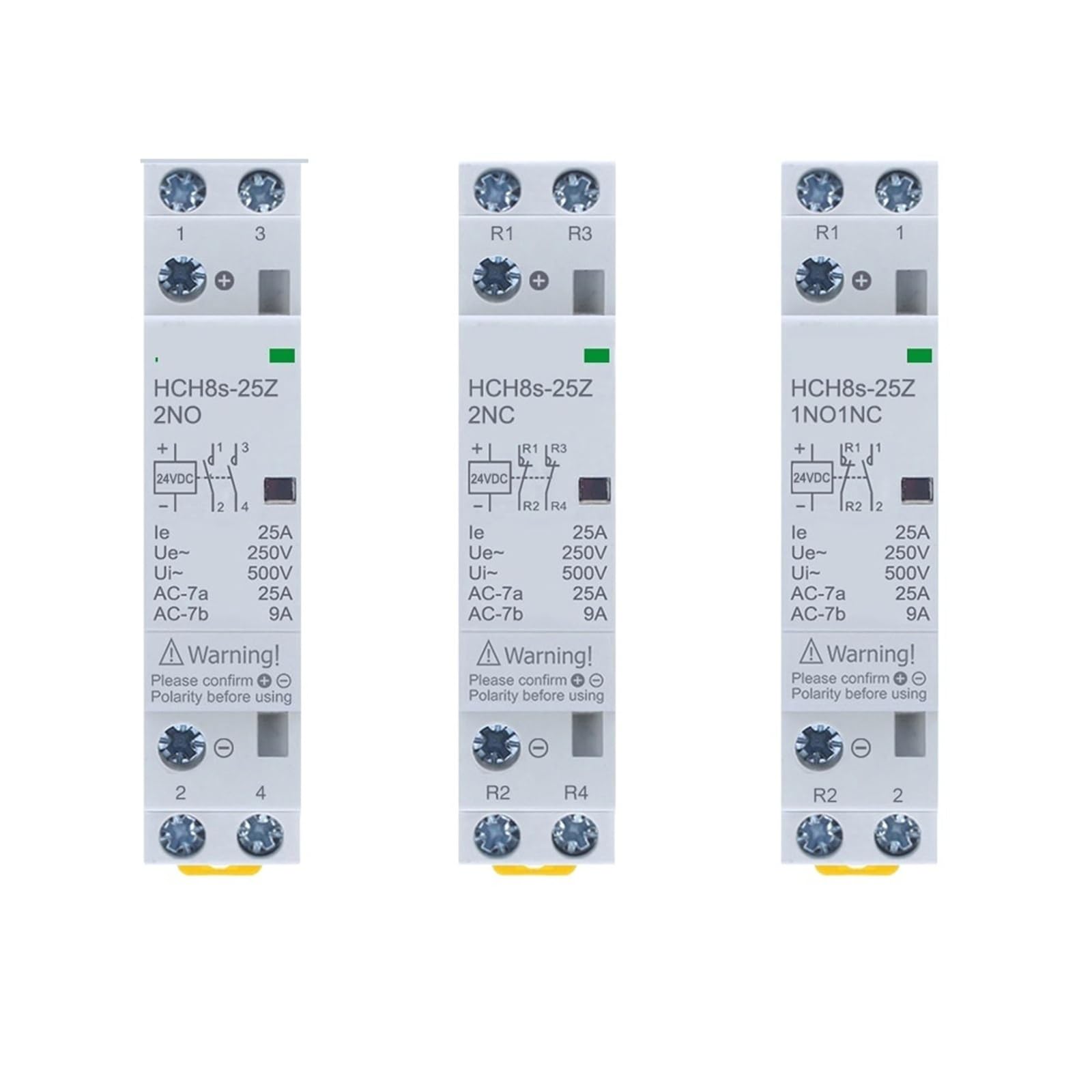 HCH8s-25 Modularer AC-Schütz, 25 A, 2P, 2 NO, 2 NC, 1 NO, 1 NC, 50 Hz, DC24 V, AC110 V, 220 V, Haushalts-DIN-Schienentyp (25 A, 1 NO1NC, DC12 V)