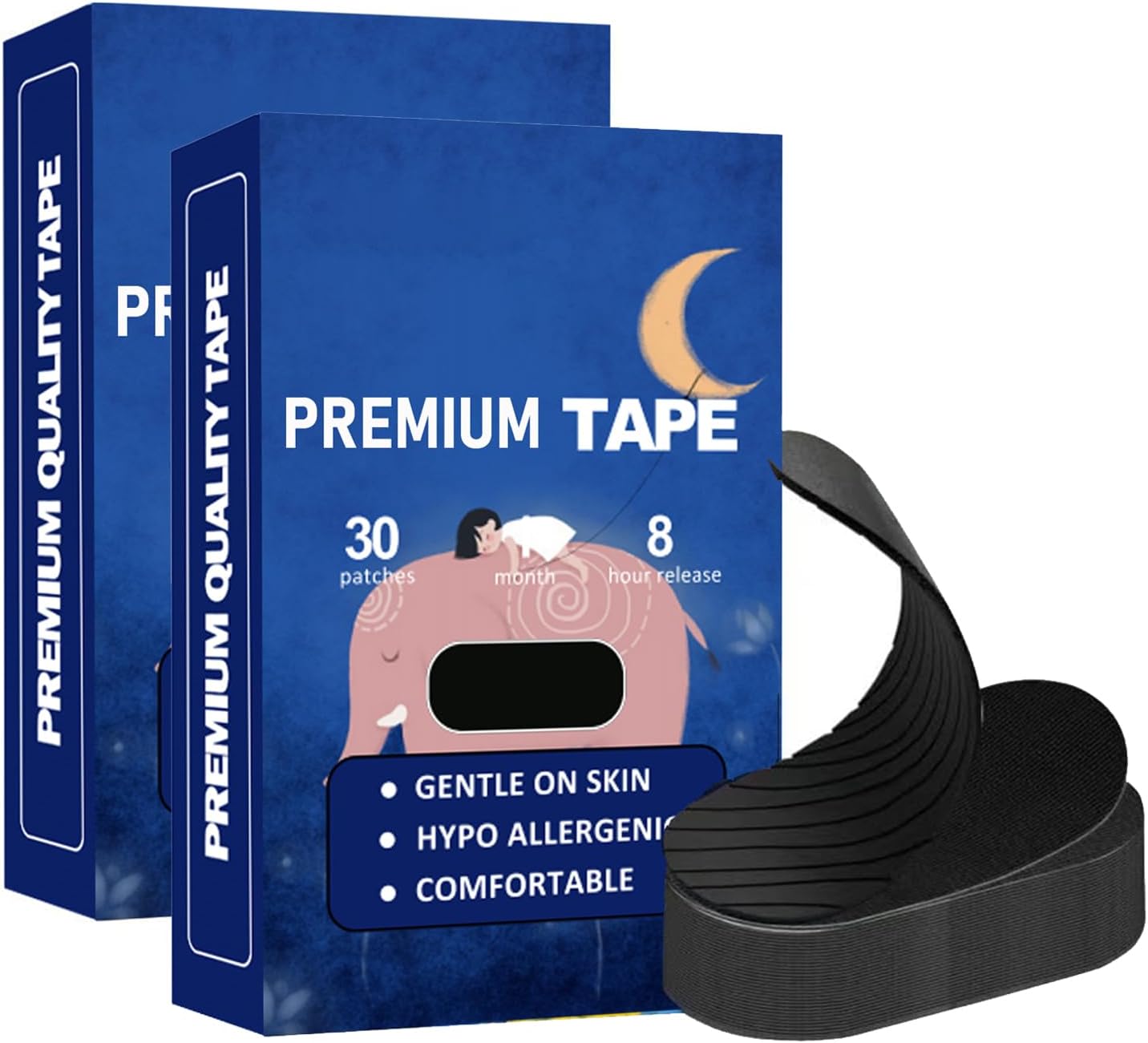 Black PremiumMouth Tape for Sleeping(60 Pack), Fast Release Pre-Cut Insert Tape for Thumb Hole, Grip & Skin Protection, Breathable, Sport Bowling Accessories,No Residue,60
