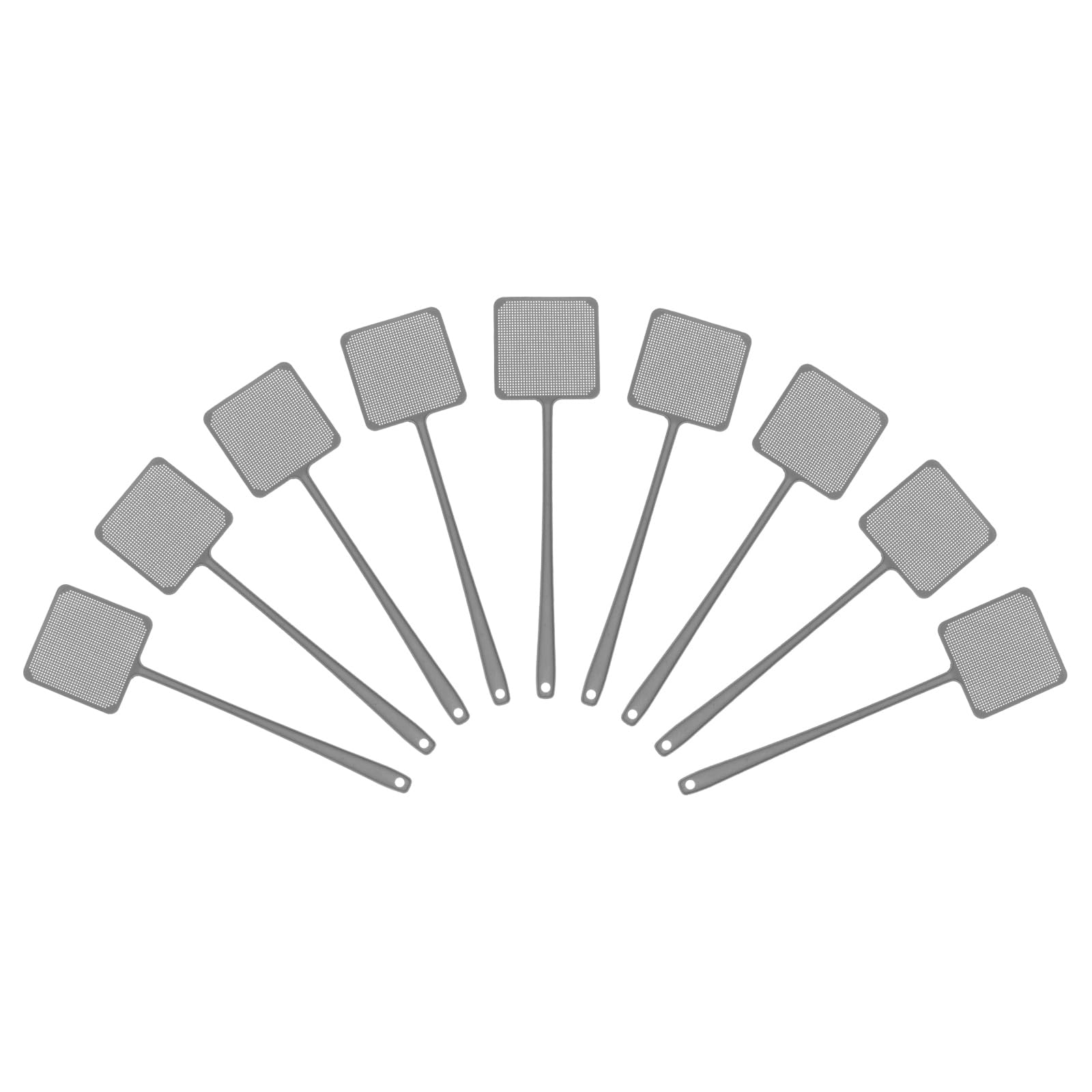 sourcing map 9pcs Fly Swatter 4.5"x4.5" Plastic Manual Heavy Duty Long Handle Fly Swatter for Home Indoor Outdoor, Silver