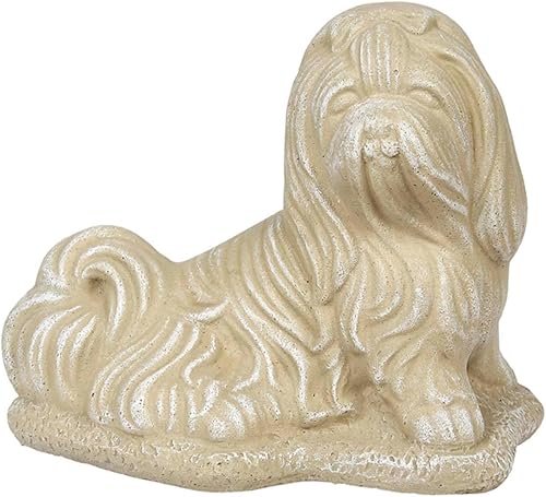 Shih Tzu - Estatua de perro de piedra de 8 pulgadas de alto, color arena del desierto