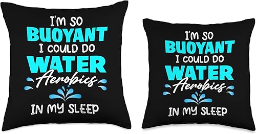 Miniatura 3 de I'm So Buoyant Could Do Water Aerobics in My Sleep Exercise Throw Pillow, 18x18, Multicolor