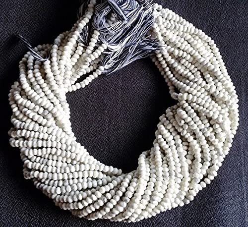 Perles rondelles howlite blanche naturelle 3mm pour création bijoux luxe