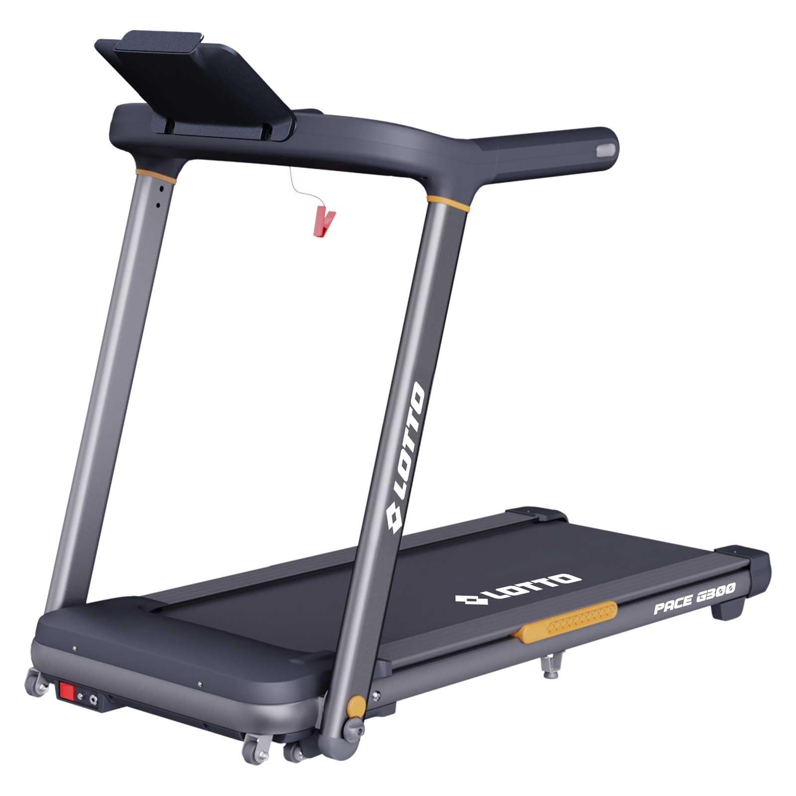 Tapis Roulant Elettrico Lotto Pace G300, 2.5 HP, 1–15 km/h, Inclinazione Automatica 20 Livelli, Superficie 120×45 cm, LED Display, Bluetooth FitShow/Kinomap/Zwift, 12 Programmi, Pieghevole, Max 120 kg