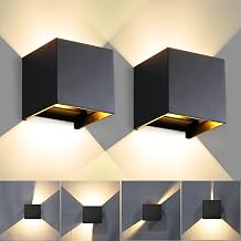 CANMEIJIA Outdoor Wall Light 12W IP65 Adjustable Black 3000K 2 Pack | Wall Lamp Indoor Outdoor Warm Light 3000K 1000 lm Adjustable Angle Wall Lamp Black for Porch Living Room Bedroom