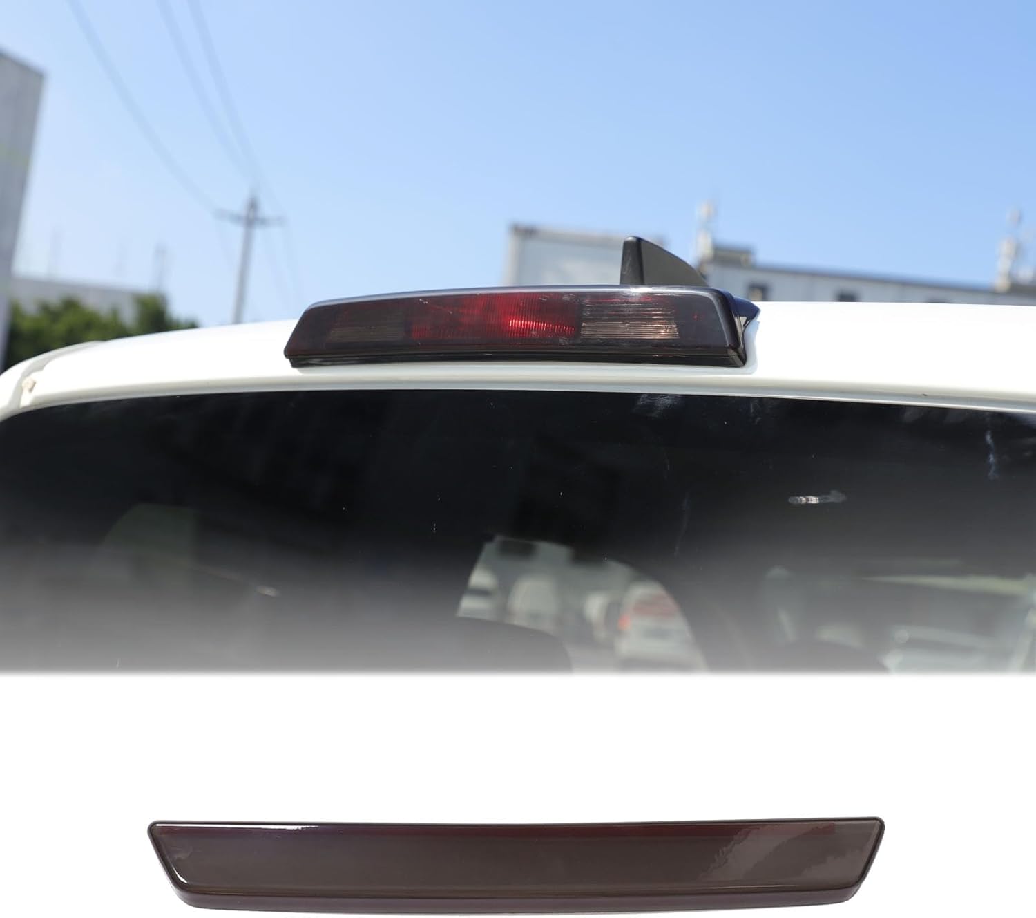 Car Third Brake Tail Light Lamp Cover Trim Compatible with Nisan Frontier 2022-2025,ABS High Mount Stop Light Rear Tail Light Smoked Lens Cover Trim Exterior Accessories